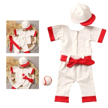 Реквизит для фотосессии новорожденных D7WF, шляпа и топ, рубашка, брюки, кепка, костюм для фотосессии бейсболиста