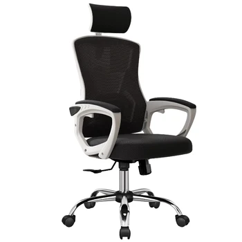 Эргономичное офисное кресло с регулируемым подголовником, поясничной поддержкой и полиуретановыми колесами, Вращающееся компьютерное рабочее кресло для офиса, белый