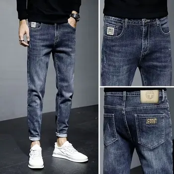 Мужские брюки Джинсы Slim Fit Маленькие ножки Прямые 2023 Новые весенние Повседневные джинсовые брюки Стрейч