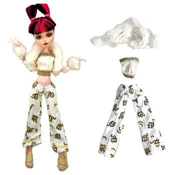Официальный комплект NK, 1 комплект штанов с милой кукольной обезьянкой: пальто + топ + брюки для куклы Monstering High Послеобеденное чаепитие, игрушка в подарок