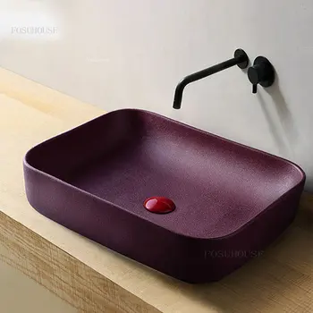 Скандинавские Креативные раковины для ванной Комнаты Керамический Унитаз Над раковиной для мытья ванной комнаты Простые Бытовые Прямоугольные раковины для мытья