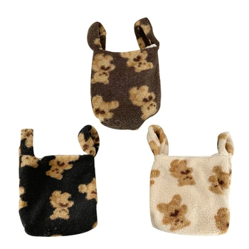 Женские маленькие плюшевые сумки-тоут с медвежонком, наручные сумки, сумочка в виде ягненка E74B