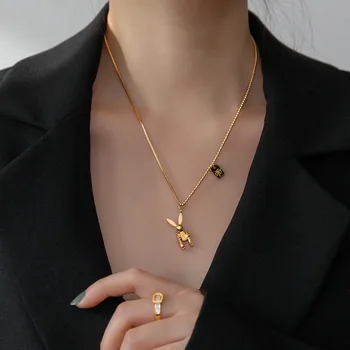 Ожерелье с золотым кроликом для женщин, простой кулон, цепочка, Ювелирный подарок