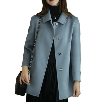 Шерстяное пальто для женщин, Корейская версия, однобортное осенне-зимнее новое повседневное модное шерстяное пальто средней длины с кашемиром