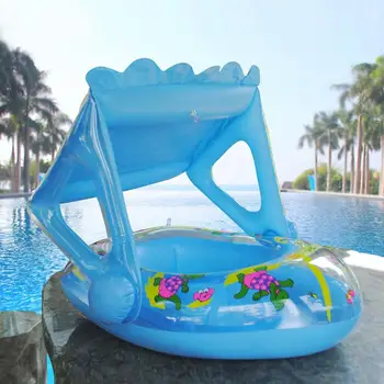Детское Плавающее сиденье для бассейна, Мультяшное надувное Плавающее кольцо, Солнцезащитный козырек, Детские Плавательные кольца, Игрушка-тренажер для плавания для детей 0-3 лет