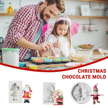 Гибкая Силиконовая форма для украшения торта Санта-Клаусом, Форма для печенья, конфеты, Шоколадная трубка, Форма для кекса с антипригарным покрытием