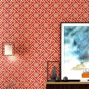 Традиционные обои в стиле Шинуазри 3d Фоновые обои для телевизора в гостиной Фреска Китайские Красные Обои Домашний Декор Гобелен