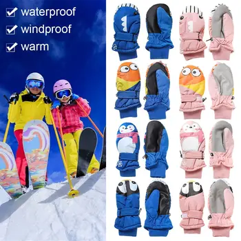 Утеплить теплую зиму Должны дети, Детские ветрозащитные Водонепроницаемые снежные сноубордические детские лыжные перчатки, варежки с длинными рукавами