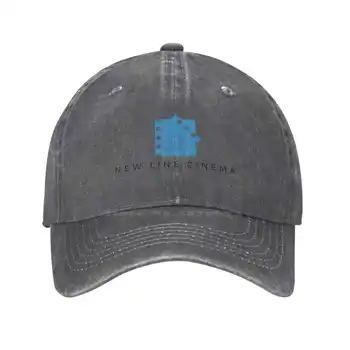 Логотип New Line Cinema, графический логотип бренда, Высококачественная джинсовая кепка, Вязаная шапка, Бейсболка