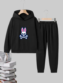 Толстовки с длинными рукавами и принтом кролика для мальчиков, свитера, костюм, детские пуловеры, топы, осень-весна