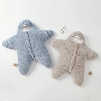 Детский спальный мешок Морская звезда, новорожденный ягненок, Бархатное хлопковое одеяло для мужчин и женщин, Осенне-зимнее одеяло для прогулок с ребенком, плюс хлопковое утолщение
