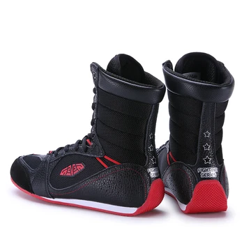 Профессиональная боксерская обувь для пар, противоскользящая борцовская обувь, мужская Черно-белая спортивная обувь, боевые ботинки Big Boy высшего качества