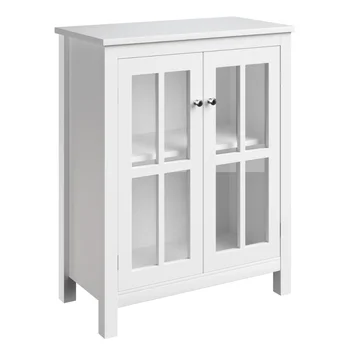 Буфетный шкаф с внутренней полкой и стеклянными дверцами, отделка белой мебелью Классическая элегантность шкафов для гостиной
