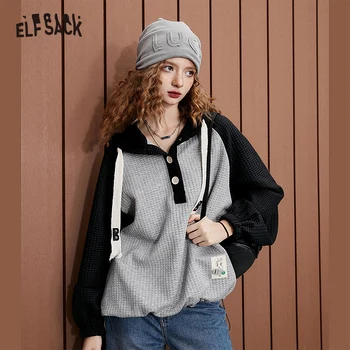 Пуловер ELFSACK, толстовки, женские осенние свободные повседневные топы с длинным рукавом 2023
