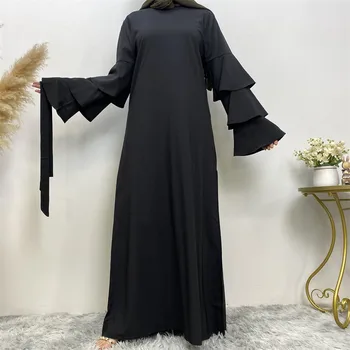 Мусульманский женский молитвенный наряд Рамадан Ид Ислам, Трехслойная одежда с расклешенными рукавами, платье Абайя, Дубай, Турция, Паранджа, Кафтан.