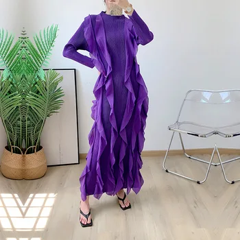 Длинное платье SuperAen Fold 2023, осеннее новое элегантное длинное платье до щиколоток с длинным рукавом