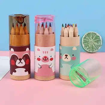 Новые мини-канцелярские принадлежности для рисования 12 цветов, цветной карандаш, раскрашивающая ручка