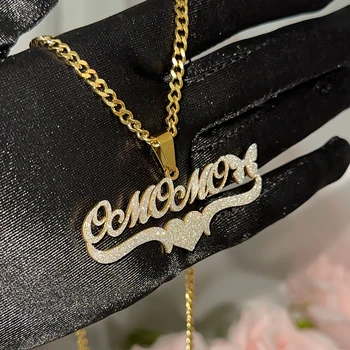 Новое ожерелье с названием Bling, изготовленное на заказ из 18-каратного золота, подвеска-бабочка, Кубинская цепочка из нержавеющей стали, подвеска для женщин, Съемные украшения