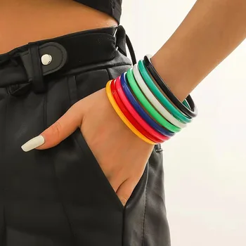 10шт Креативных акриловых браслетов ярких цветов, модные ювелирные изделия, шарм-браслет, браслеты и браслеты для женщин, браслеты-подвески