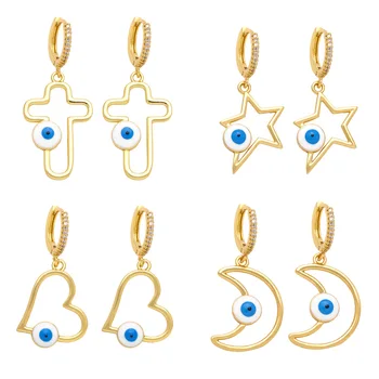 Серьги с дьявольским глазом в форме креста V & YIDOU, в форме сердца, ins, необычный дизайн, геометрические серьги с глазом для женщин ERR97