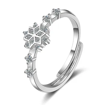 FoYuan Серебряного цвета, Европейское и Американское Изысканное кольцо со снежинкой из циркона, женские модные ювелирные изделия Ins простой индивидуальности