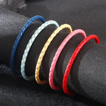 KALEN Кожаный браслет с отверстием 4 мм для мужчин И женщин, Многоцветный браслет, подарок для вечеринки в стиле хип-хоп