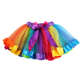 Citgeett Kids Детская красочная юбка-пачка ручной работы для девочек, мини-одежда из радужного тюля, от 0 до 8 лет