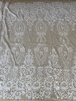Высококачественная Африканская Нигерийская Тюлевая Кружевная Ткань SYJ-13062514, Свадебное Платье, бусины Для Шитья Бисером