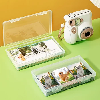 Мини-фотобокс Многофункциональный Футляр-контейнер Прозрачный футляр для фотокарточек Пластиковый с крышкой Коробка-органайзер Маленькая коллекция открыток