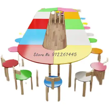 Столы и стулья из массива дерева для детского сада, класс раннего образования, класс опеки, детская студия, стол для рисования, стол для занятий искусством