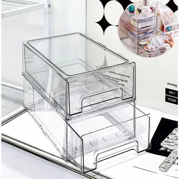 Легкий Роскошный Прозрачный Акриловый Выдвижной Пылезащитный органайзер для косметических масок Большой емкости Для хранения мелочей на рабочем столе