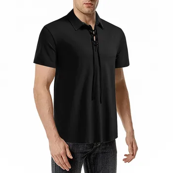 Мужская рубашка большого размера, весенне-летняя одежда для отдыха и путешествий, хлопчатобумажная ткань, футболка с отворотом и подтяжками в стиле ретро, футболка с длинным рукавом из спандекса