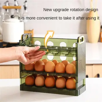 Ящик для хранения, холодильник, Боковая дверца, Кухня для хранения, Двухслойная Прозрачная Зеленая коробка для яиц, Специальный лоток для яиц на кухне