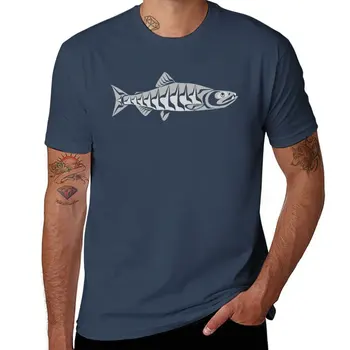 Футболка с собачьим лососем, винтажная футболка, футболка оверсайз, футболки больших размеров, мужские футболки с длинным рукавом