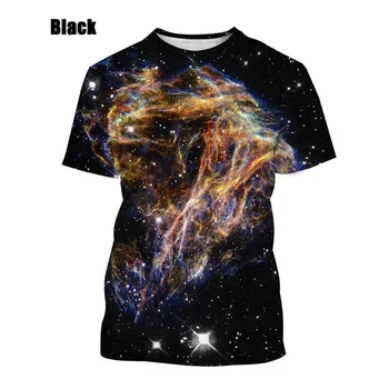 Красочная Вселенная, космическая 3D печать, летняя галактика, модная футболка со звездным ночным небом, повседневная художественная Свободная удобная футболка
