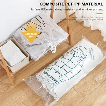 Домашний Подвесной Пылезащитный компрессионный мешок Прозрачный Пуховик Вакуумный компрессионный мешок для отвода воздуха Сумка для хранения одеяла для одежды