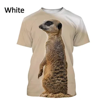 Летняя новая популярная футболка с короткими рукавами и 3D-принтом Meerkat, повседневная футболка в стиле харадзюку с короткими рукавами