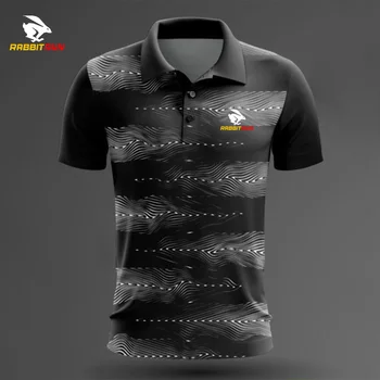 2023 Новая быстросохнущая мужская рубашка поло с 3D-принтом с логотипом, Летние топы, Модные поло с коротким рукавом, Повседневная спортивная рубашка на открытом воздухе