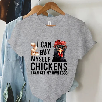 Я могу купить себе футболку с цыплятами, футболки с забавным принтом, футболки Ulzzang Punk Farmer, Летняя женская одежда, Модные топы Y2k