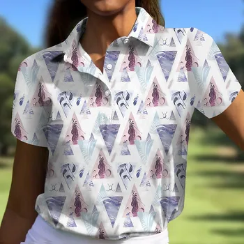 Летняя женская одежда для гольфа, Топы с 3D геометрическим принтом, Блузка с коротким рукавом, Новые Футболки оверсайз, Модная Дышащая рубашка Поло 2023 г.