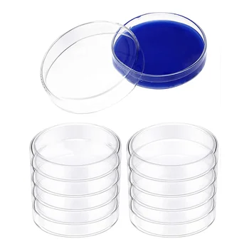 Набор стеклянных чашек Петри, боросиликатные лабораторные пластины, прозрачные пластины для культивирования тканей с крышкой (10 штук, 60 x 20 мм)