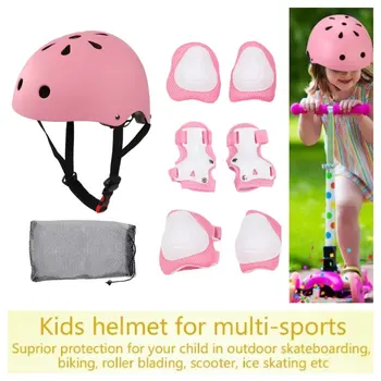 Комплект детских защитных шлемов 7шт. Комплект детского защитного снаряжения Шлем Наколенники для детей 3-7 лет