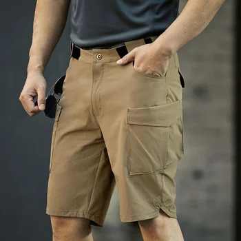 Летние тонкие тактические мужские короткие брюки с множеством карманов, быстросохнущие спортивные короткие брюки, уличная военная рабочая одежда, шорты-карго