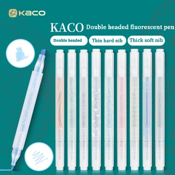 KACO Highlighter Pen Set 5шт Флуоресцентные Копировальные Маркеры для Рисования Двойным Пером Фарфоровые Принадлежности Для Эстетики Макарон в Древнем Стиле