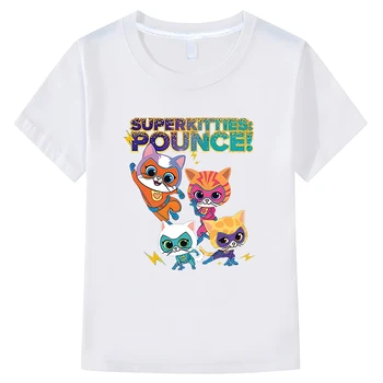 Детская футболка New Game Super Kitties, Летние хлопковые топы с короткими рукавами, цельная футболка y2k для детей, одежда для мальчиков 10 лет и девочек