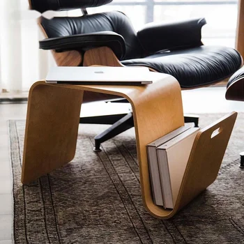 Дизайнерский журнальный столик Книжка N-образный диван в скандинавском стиле, Приставной столик из массива дерева, Центральный стол в гостиной, Угол балкона, Несколько штук