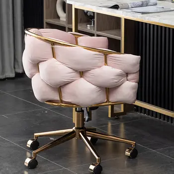 Офисное кресло Nordic из искусственной кожи Для спальни, Компьютерные стулья Studentr, Поворотная Подъемная Комфортная спинка, Подлокотник, Кресло для макияжа