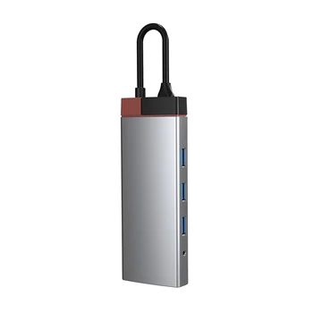 10-в-1 USB-Концентратор Мультиразветвитель Адаптер Type C Концентратор-Расширитель PD HDMI-Совместимый TF RJ45 VGA Порт Высокой Скорости 5 Гбит/с для ПК MacBook