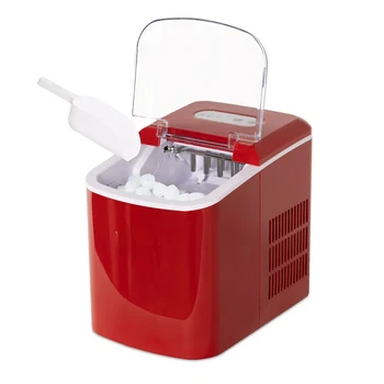26-фунтовый автоматический портативный льдогенератор на столешнице - ретро красный