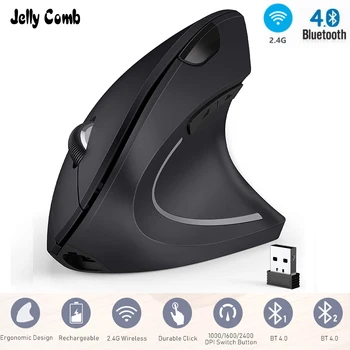 Jelly Comb Эргономичная мышь 2.4 G + Bluetooth, перезаряжаемая Беспроводная игровая мышь с 6 кнопками для 3 устройств